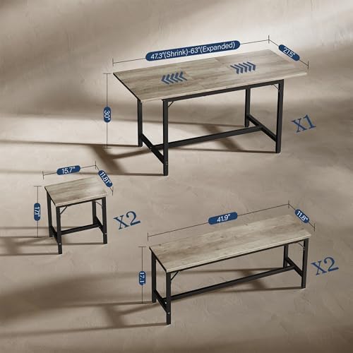 Tatub 5-Piece Extendable Dining Table Set for 4-8, 63" Kitchen Table Set - Image 2