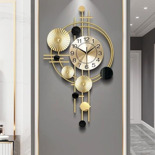 Large Wall Clocks for Living Room,Silent Non Ticking,Battery Operated Oversized Round Modern Wall Clock for Bedroom,Farmhouse,Office Wall Decor-17.8x30.7Inch(Golden) by DankeitProduct