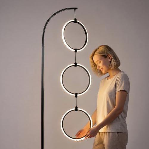 Bairth Black 3-Light LED Floor Lamp, Modern Arc Floor Lamp for Living Room - Image 5
