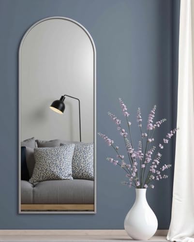 Dewfig Arched Full Length Mirror, 58"X18" Large Full Body Mirror, White - Image 4
