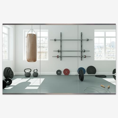Home Gym Mirror 48"x24" 3PCS, Wall Mounted Frameless Tempered Glass Mirror by Honyee