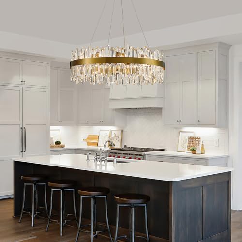 Gold Modern Oval Crystal Chandelier, 24-Lights Luxury Chandeliers Modern 2-Tiers K9 Crystal Chandelier Pendant, Light Fixture G9 Lights for Dining Living Room Entryway Kitchen Dia 30 inch - Image 5