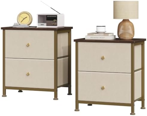 Sweetcrispy Nightstands Set of 2 with 2 Storage Drawer, Small Bedside Table by Sweetcrispy