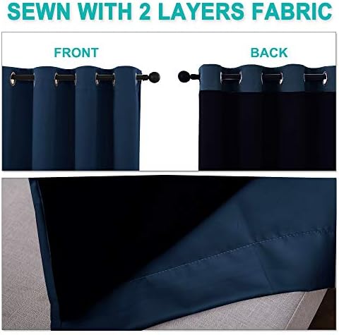 NICETOWN 100% Blackout Blinds, Set of 2, 46" x 96", Navy Blue, Laundry Room Decor Window Treatment Curtains for Large Patio Sliding Door, Thermal Insulated Curtains for Bedroom - Image 5