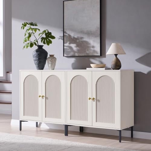 IFBUY 61.75" W Mid Century Modern TV Stands for Living Room, White - Image 3