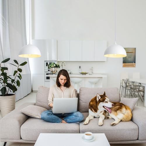 White Plug in Pendant Light,2 Pack 11.8inch Hanging Lights with Plug in Cord 14.7 ft, Hanging Pendant Light,Hanging Lamp Plug in for Bedroom Living Room Kitchen Island - Image 3