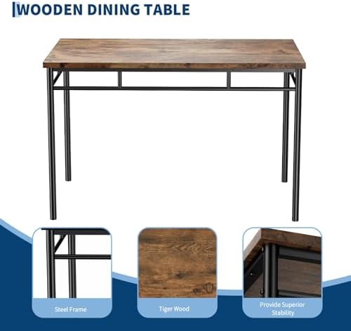 GarveeHome Dining Table Set, Dining Table for 4 with Bench, Kitchen Table, Space-Saving Ideal 4-Person Set for Dining Room Kitchen Apartment Corner - Image 3