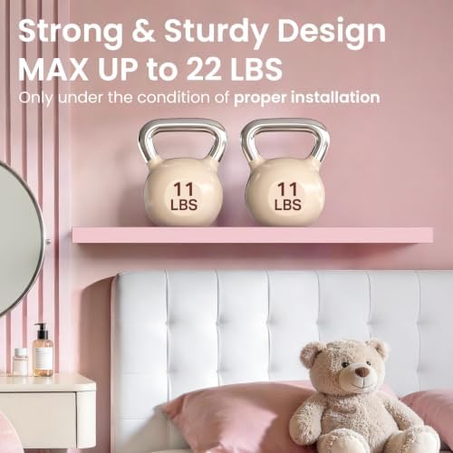 BAYKA Pink Floating Shelves 22.5in, Set of 3, Wall Mounted for Wall Decor - Image 5