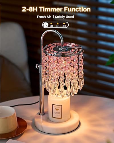 Candle Warmer Lamp with Timer Dimmer and 3 Bulbs, Candle Lamp Warmer with RGB Mode for Adjustable Height, Crystal Candle Lamp for Jar Candles, House Warming Gifts Home Room Decor, RGB Silver - Image 5