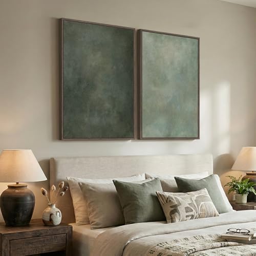Large Framed Green Abstract Wall Art for Living Room Set of 2, 24x36 In - Image 5