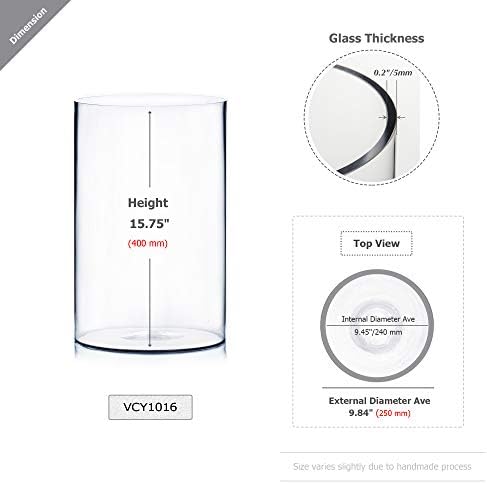 WGV Cylinder Vase, Width 10", Height 16", Clear Wide Large Diameter Flower Glassware, Floral Container, Planter Terrarium for Wedding Party Event, Home Accent Decor, 1 Piece - Image 2