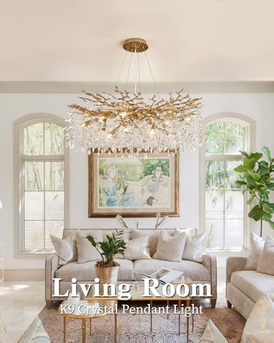 Modern Tree Branch Crystal Chandelier Luxury Gold Crystal Pendant Lighting 40" Contemporary 14-Light Chandeliers for Dining Room Kitchen Bedroom Living Room - Image 2