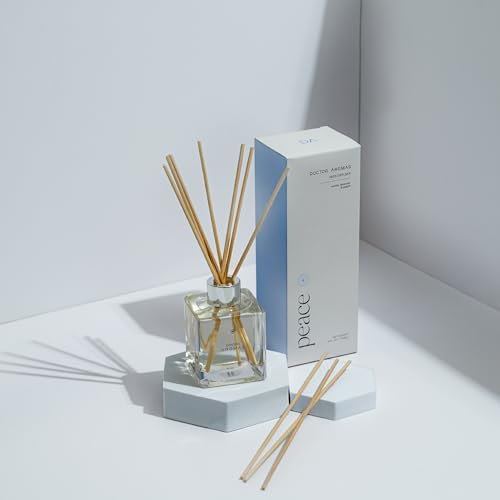 Doctor Aromas Premium Reed Diffuser Diffuser Glass Jar Set Elegant Scent for Home, Room or Bathroom and Fresh Air Scent Lasting Home Fragrance Over 90 Days (Pack of 2, Peace) - Image 4