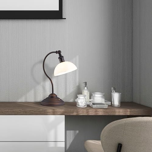 O'Bright Bankers - Cordless LED Table Lamp, Battery-Operated, Rechargeable, 3-Level Dimming, Universal USB-C Charging, 180° Swivel Head, White Jade Glass Shade, Oil Rubbed Bronze - Image 6
