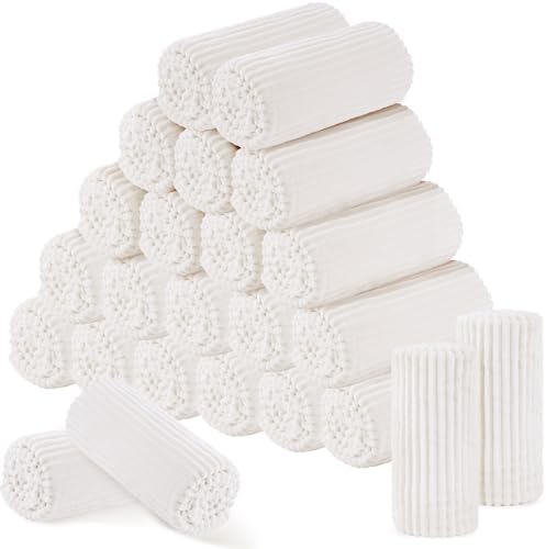 Buryeah 24 Pcs Flannel Blankets Bulk,Fall Outdoor Wedding, Cream White by Buryeah