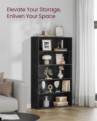 VASAGLE 5-Tier Bookshelf, Storage Organizer, 9.4 x 31.5 x 52.5 Inches - Image 4
