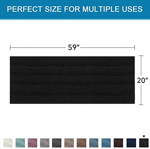 H.VERSAILTEX Bathroom Rugs Bath Mat Runner Rug Non Slip Kitchen Rug Extra Long Bath Rug Runners Oversized 59" x 20" Absorbent Washable Dry Fast Plush Area Rug for Bathroom/Bedroom - Black - Image 2