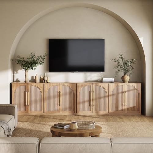 BELLEZE Set of 4 Jagger Sideboard Buffet Cabinet - Camel by BELLEZE