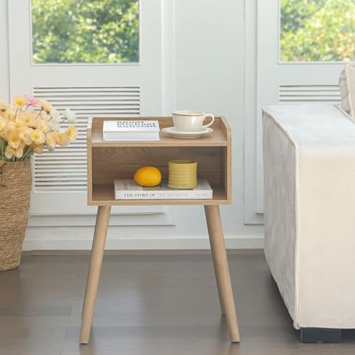 MaxSmeo Nightstand, Mid Century Modern Side Table Bedroom with Storage - Image 5