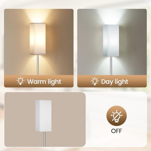 2Pack Floor Lamp, Pole with Foot Switch, Modern Standing Lamp Lamp, Minimalist Freestanding Lamp (Bulb Not Included), for Living Room, Bedroom Office ETL Listed, Silver and White,SCW07LDP205 - Image 6