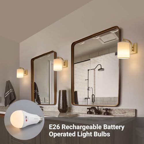 Powfloven Gold Rechargeable Wall Sconces Set of 2 with Remote, Wireless Battery Operated Dimmable LED Wall Lights, Cordless Wall Lighting Lamp Fixture for Bedroom Living Room - Image 6