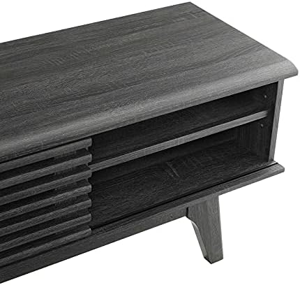 Modway Render Mid-Century Modern Low Profile 70 Inch Media Console TV Stand in Charcoal, 70" - Image 2