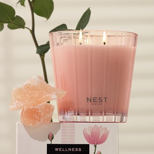 NEST New York Scented 3-Wick Candle, Himalayan Salt & Rosewater - 21.2 oz - Up to 100-Hour Burn Time - Reusable Glass Vessel - Image 3
