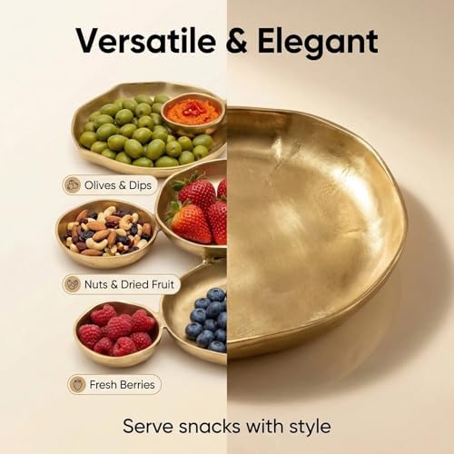 Cluster of 9 Round Serving Bowls, 9-Piece on 22-Inch Gold Tray, for Snacks Dips Appetizers at Parties Weddings Entertaining, Decorative Multi-Bowl Platter, White - Image 3