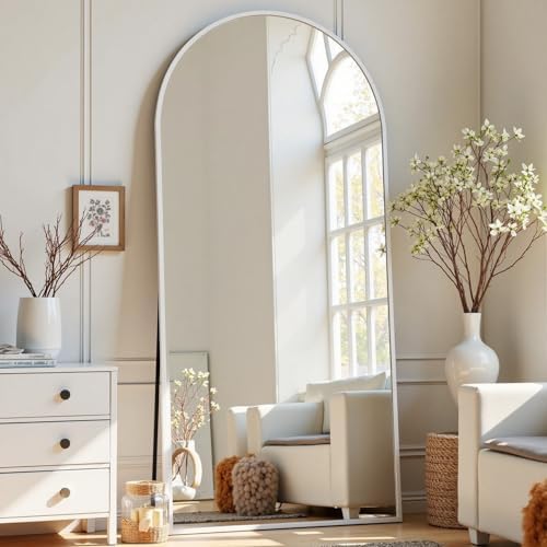 Dewfig Arched Full Length Mirror, 57"X20" Large Full Body Mirror, White by YourSpacePerfectlyReflected