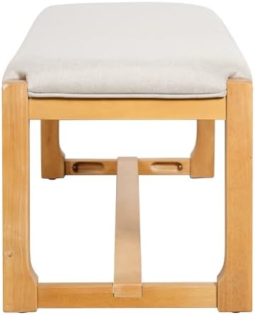 VilroCaz 6-Piece Acacia Wood Dining Table Set, Extendable Rectangular Dining Table with 4 Upholstered Dining Chairs& Bench, Reinforced Stretcher Base for Kitchen and Dining Room (Natural/Beige) - Image 7
