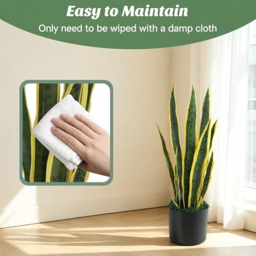 2PCS 22.5in Fake Snake Plant Golden Edged Sansevieria with Basket - Image 3
