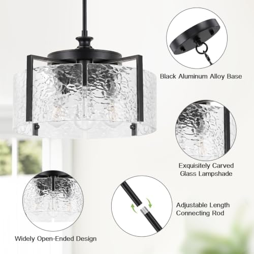 16" Modern Black Chandeliers for Dining Room Foyer Lighting Fixtures - Image 3