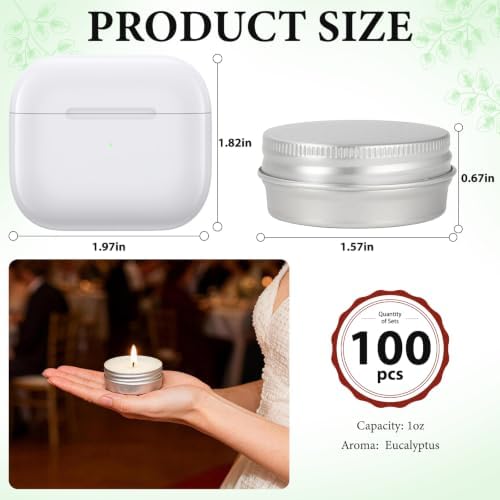 100 Pcs 1 Oz Mini Eucalyptus Scented Soy Candle Set,Wedding Favors for Guests Bulk 100,The Quantity of Multiple Sets Meets Your Needs for Wedding and Party Gifts and Party Favors. - Image 2