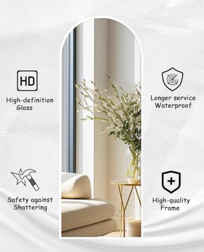 Rowjut Floor Length Mirror, 71"x26" Arched Full Length&Standing Hanging or Leaning&Freestanding Full Body Mirrors, Wall Mounted Mirror with Thin Aluminum Frame (White) - Image 6