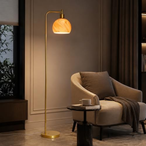 67" Soft Glow Art Deco Glass Floor Lamp by Unknown