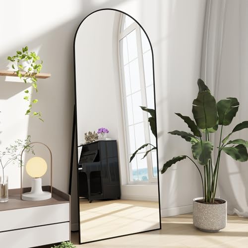 Dewfig Mirror Full Length, 64"X20" Arched Floor Mirror, Black - Image 3