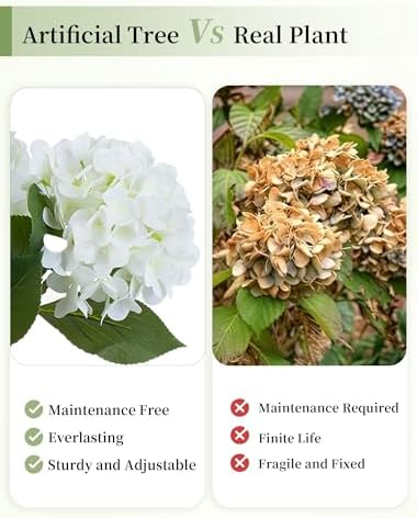 BLOSMON 5ft White Hydrangea Artificial Trees for Front Porch Planters - Image 3