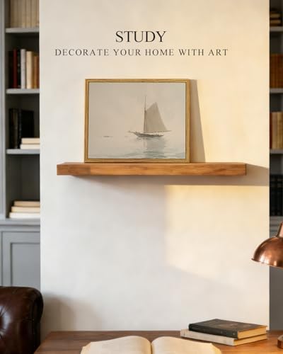 InSimSea Framed Canvas Wall Art, Vintage Sailboat Painting, Rustic Ocean Decor for Living Room Shelf Hallway,10x8in, Beige Tones - Image 4