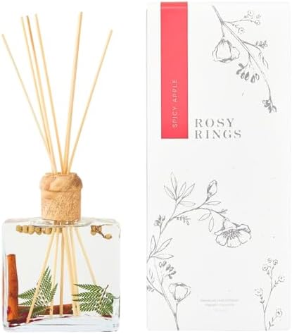 Rosy Rings Spicy Apple Botanical Reed Diffuser 13oz - Lasts 6-12 Months, Aromatherapy Diffuser, Reed Diffuser Sticks, Diffuser with Botanicals Perfect for Home Decor! by RosyRings