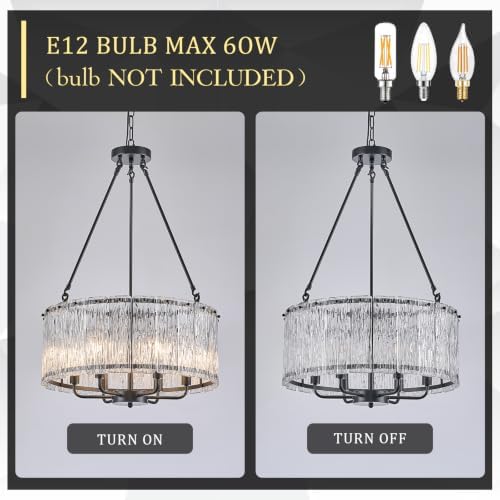 CATINER Modern 20" Crystal Glass Chandelier 6-Light Black Chandeliers - Image 6