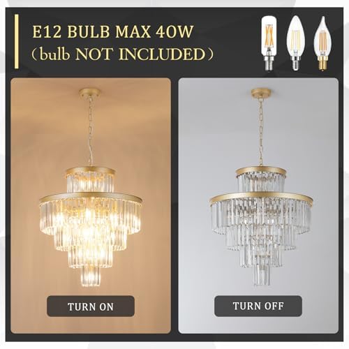 CATINER 24" Modern Crystal Chandeliers,15-Light Gold Round Light Fixture - Image 7