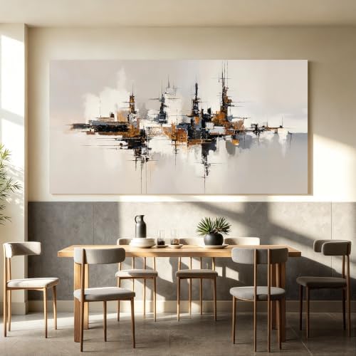 Grey Color Block Large Abstract Canvas Wall Art Decor For Living Room 29×58 - Image 6