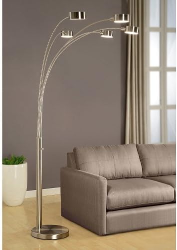 Artiva USA Micah - 5 Arc Floor Lamp w/Dimmer Switch, 360 Degree Rotatable Shades - Bright & Attractive, Brushed Steel - Image 2
