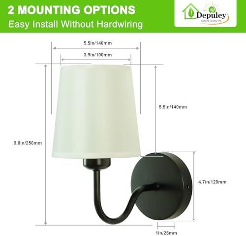 Depuley Wall Sconces Battery Operated: Set of 2 Wireless Wall Lights with Remote for Bedroom - Rechargeable 15 Colors Black Wall Lamp for Living Room Hallway Home Decor - Image 7