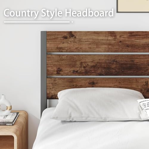 Fluest Queen Bed with Headboard and Footboard, with Under Bed Storage, All-Metal Support System, No Box Spring Needed, Easy Assembly,Retro Brown - Image 3