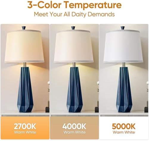 WIHTU 27'' Navy Blue Resin Table Lamps, Desk Lamps with 3 Color Temperature - Image 3