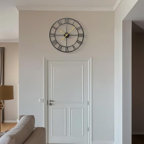 Cuspin 24 Inch Large Wall Clock for Living Room Decor, Black Roman Numeral - Image 3