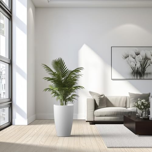 Kante Large Round Tapered White Concrete Planter 20.5" Tall, Outdoor - Image 4