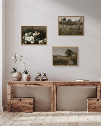 InSimSea Framed Canvas Wall Art Decor, Vintage Natue Landscape Art, Country Wilderness Painting Picture, Retro Decor for Bedroom Living Room, Office, Bathroom, Hallway, Room,12"x16" - Image 4