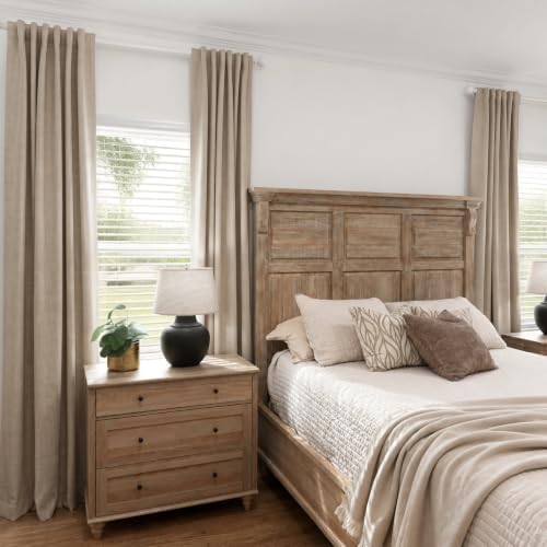 Linen Textured Total Blackout Curtains for Bedroom 108 Inches Long, Oatmeal - Image 6